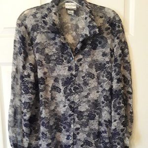 EUC Khaliah Ali Collection 100 % Sheer Silk Blouse Size Med    **I**